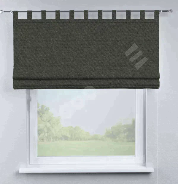 Римская штора на петлях «Кортин», ткань лён димаут, графитово-серый