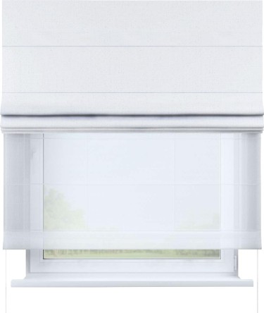 Римская штора «Кортин» день-ночь, ткань лён цвет белый