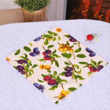 Салфетка для кухни 32х32 см Слива, хл 100%, рогожка