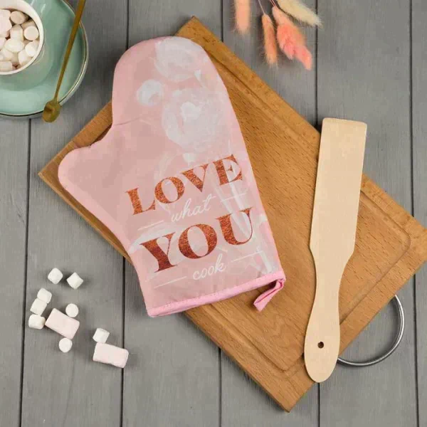 Кухонный набор Love you,варежка-прихватка 20х28см, лопатка деревянная