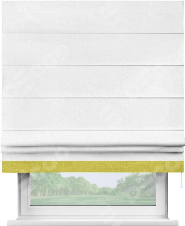 Римская штора «Кортин» с кантом Джестер, для проема, лён цвет белый