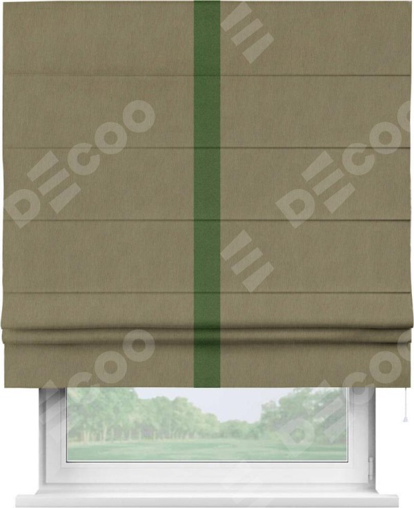 Римская штора «Кортин» с кантом Хайвэй, для проема, ткань блэкаут однотонный бежево-золотой