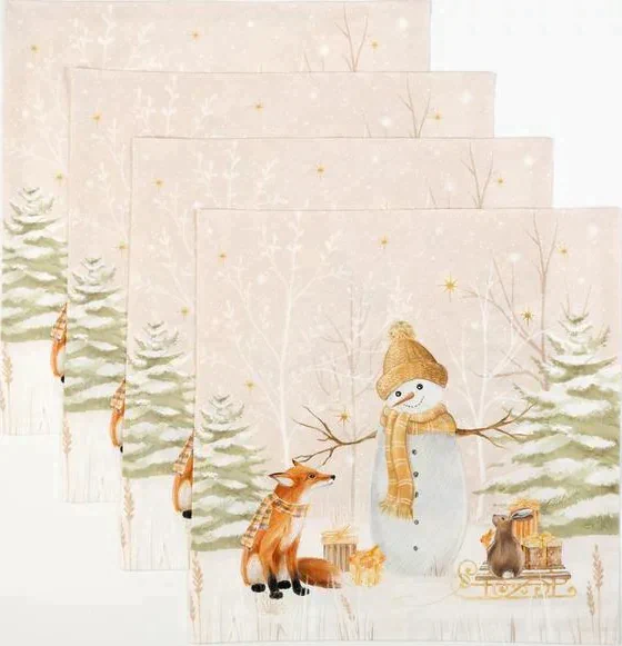 Набор столовый Этель "Christmas forest" скатерть 150*220 +/-3см с ГМВО, салф.40х40см - 12шт,