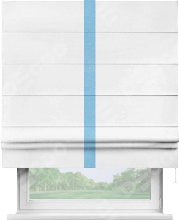 Римская штора «Кортин» с кантом Хайвэй, для проема, ткань вельвет белый