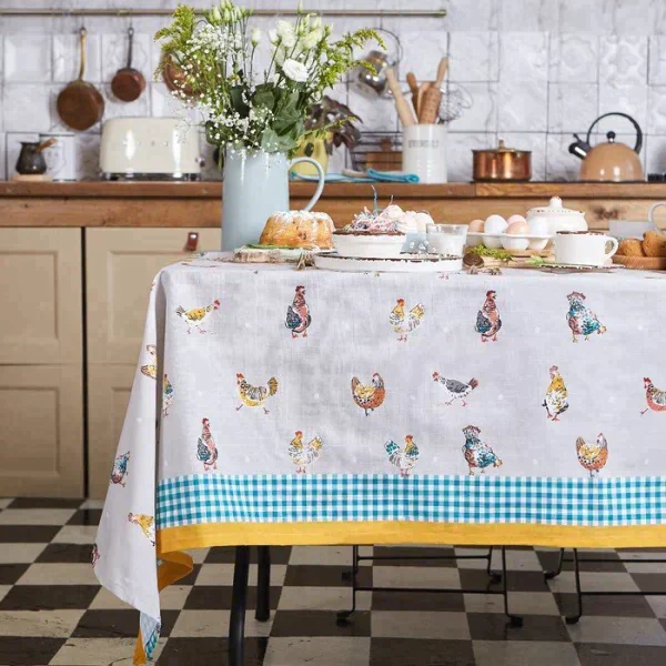 Скатерть пасхальная, Этель Chicken Ranch 180х147 см, 100% хлопок, репс 210 г/м2