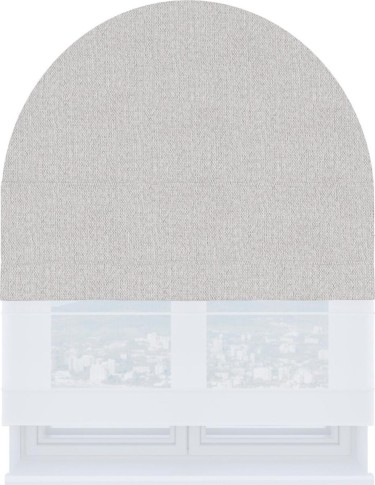 Римская штора «Кортин», лён димаут светло-бежевый, день-ночь для арочного проёма