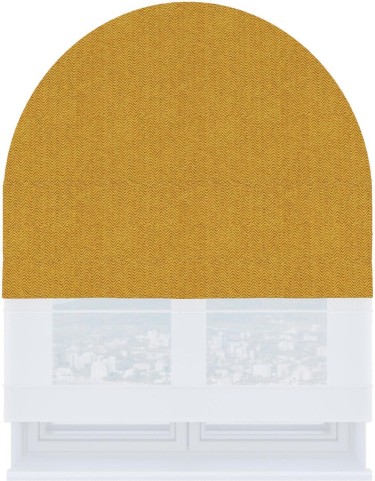 Римская штора «Кортин» день-ночь для арочного проёма, ткань твид блэкаут медово-желтый