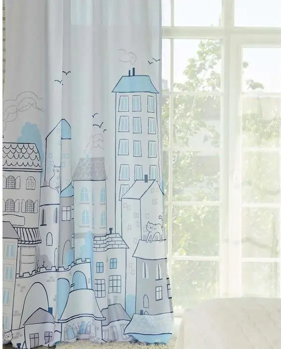 Комплект штор "Этель" Sweet home blue 145*260 см-2 шт, 100% п/э, 140 г/м2