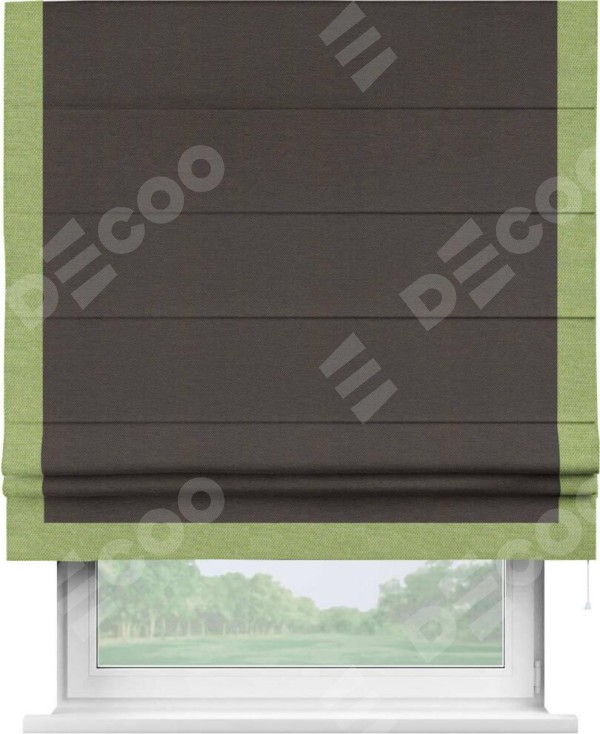 Римская штора «Кортин» с кантом Виктория, для проема, ткань лён димаут, венге