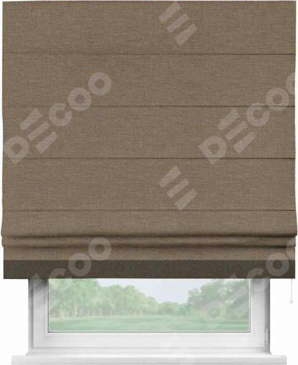 Римская штора «Кортин» с кантом Джестер, для проема, ткань лён светло-коричневый
