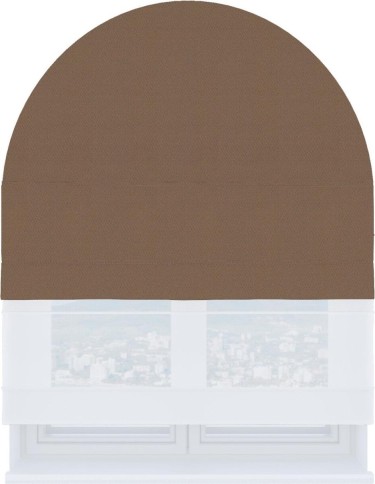 Римская штора «Кортин» день-ночь для арочного проёма, ткань блэкаут однотонный коричневый