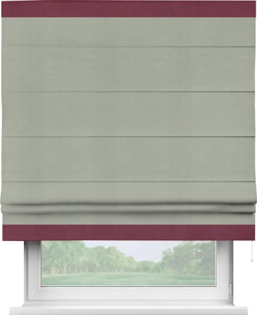 Римская штора «Кортин» с кантом Горизонт, для проема, ткань вельвет cветло-серый