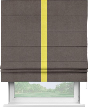 Римская штора «Кортин» с кантом Хайвэй, для проема, ткань вельвет коричневый