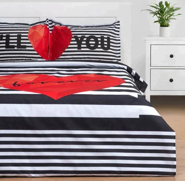 Комплект: пододеяльник и 2 наволочки Love Forever 143*215 см, 50*70+3 см - 2 шт, 100% хлопок