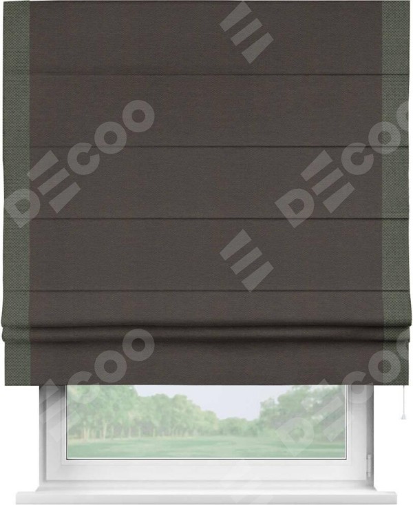 Римская штора «Кортин» с кантом Стрим Дуо, для проема, ткань лён димаут, венге