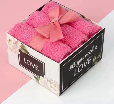 Набор махровых салфеток "С любовью" 30х30 см -3 шт, хлопок, 340г/м3