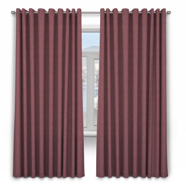 Шторы на люверсах ткань лён димаут, брусника