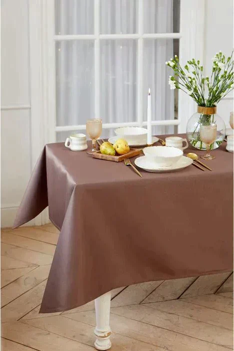Скатерть "Этель" Elegance 150*220 +/-3см, цв.кофейный, пл. 192 г/м2, хл с ВГМО