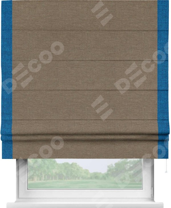 Римская штора «Кортин» с кантом Стрим Дуо, для проема, ткань лён светло-коричневый
