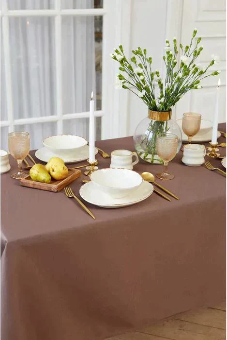 Скатерть "Этель" Elegance 150*300 +/-3см, цв.кофейный, пл. 192 г/м2, хл с ВГМО