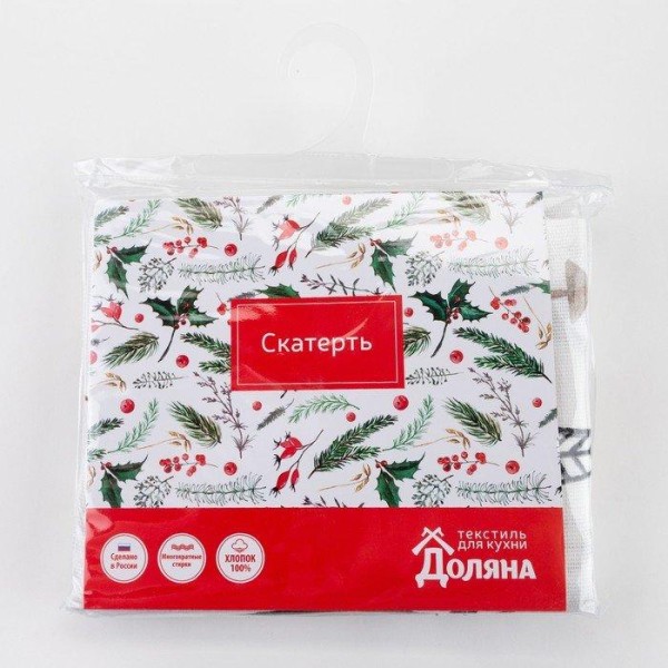 Скатерть "Доляна" X-Mas 146х110см, 100%хл, рогожка 164 г/м2