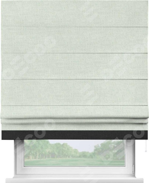 Римская штора «Кортин» для проёма, лён топлёное молоко, с кантом Джестер