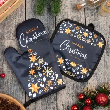 Кух. набор 2 пр. Доляна "Christmas" прих. 17*17 см, вареж. 26*16 см,100% п/э
