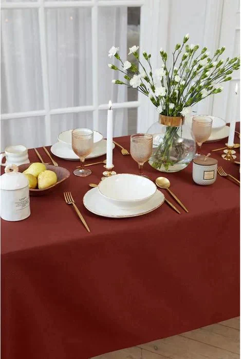 Скатерть "Этель" Lines 150*180 +/-3см, цв.шоколад, пл. 192 г/м2, хл с ВГМО