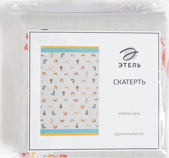 Скатерть пасхальная, Этель Chicken Ranch 180х147 см, 100% хлопок, репс 210 г/м2
