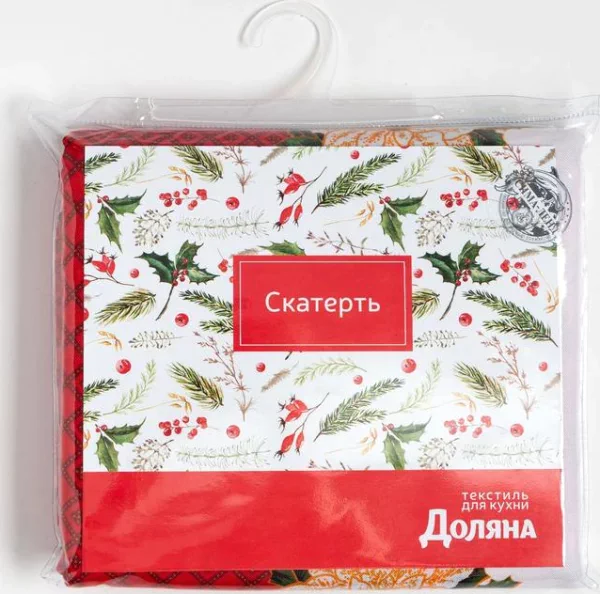 Скатерть Доляна «Новый год: Процветания в Новом году» 145×300 см, 100% п/э