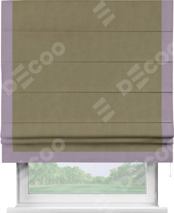 Римская штора «Кортин» с кантом Виктория, для проема, ткань блэкаут однотонный бежево-золотой