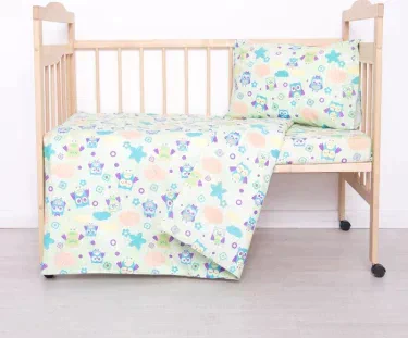 Постельное бельё Galtex «Совушки» фисташка, 147х112, 100х150, 40х60см -1 шт