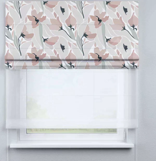 Римская штора «Кортин» день-ночь «Тюльпаны пастель»