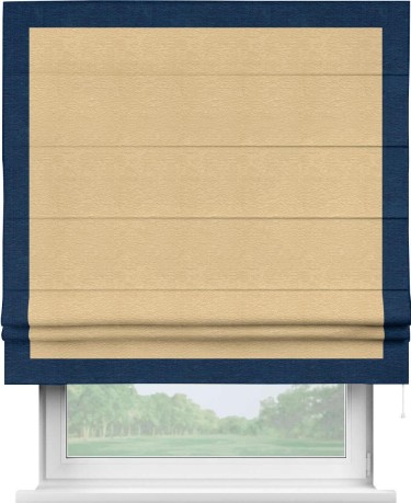 Римская штора «Кортин» с кантом Чесс, для проема, ткань софт однотонный бежевый