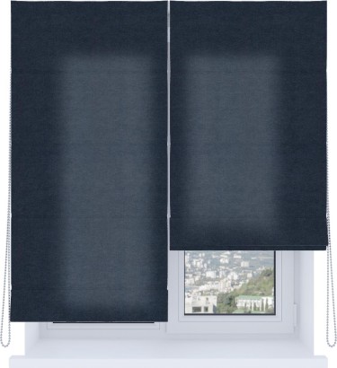 Римская штора «Кортин», система «Комфорт», софт однотонный тёмно-синий