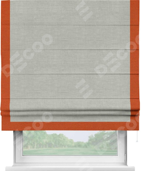 Римская штора «Кортин» с кантом Виктория, для проема, ткань лён серый