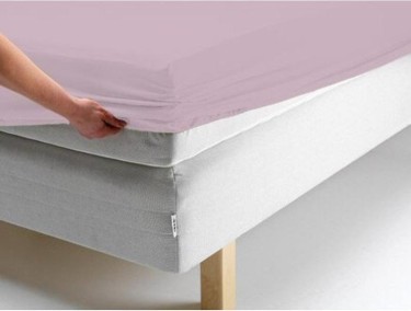 Простыня на резинке, размер 90х200х20 см, цвет розовый, трикотаж