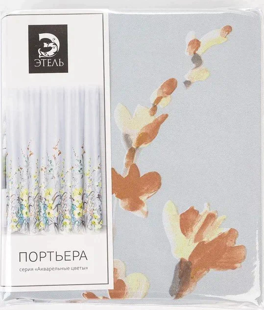 Штора портьерная Этель "Акварель" цв.желтый, 145*265 см, пл. 210 г/м2, 100 п/э