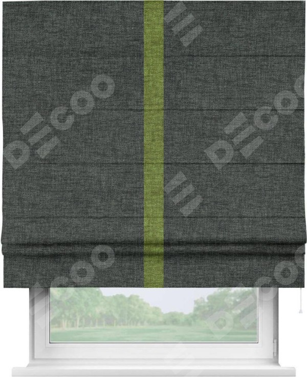 Римская штора «Кортин» с кантом Хайвэй, для проема, ткань рогожка димаут, графит