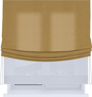 Римская штора «Кортин», день-ночь с мягкими складками, вельвет горчица