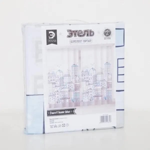 Комплект штор "Этель" Sweet home blue 145*260 см-2 шт, 100% п/э, 140 г/м2
