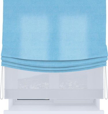 Римская штора «Кортин», день-ночь с мягкими складками, вельвет голубой