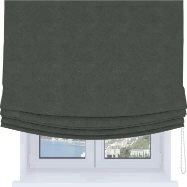 Римская штора Soft с мягкими складками, ткань cotton блэкаут серый