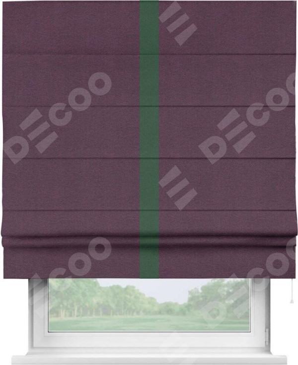 Римская штора «Кортин» с кантом Хайвэй, для проема, ткань лён димаут, фиолетовый