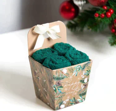 Набор махр. полотенец Этель Happy winter 30х30 см-4шт, хл 340г/м2