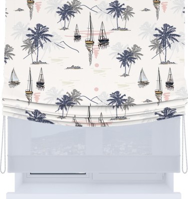 Римская штора «Кортин», день-ночь с мягкими складками, «Морское путешествие»