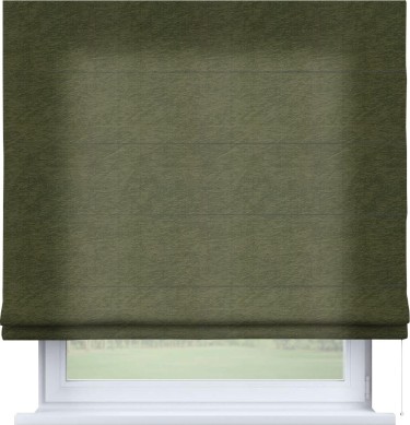 Римская штора «Кортин» для проема, ткань софт однотонный зелёный