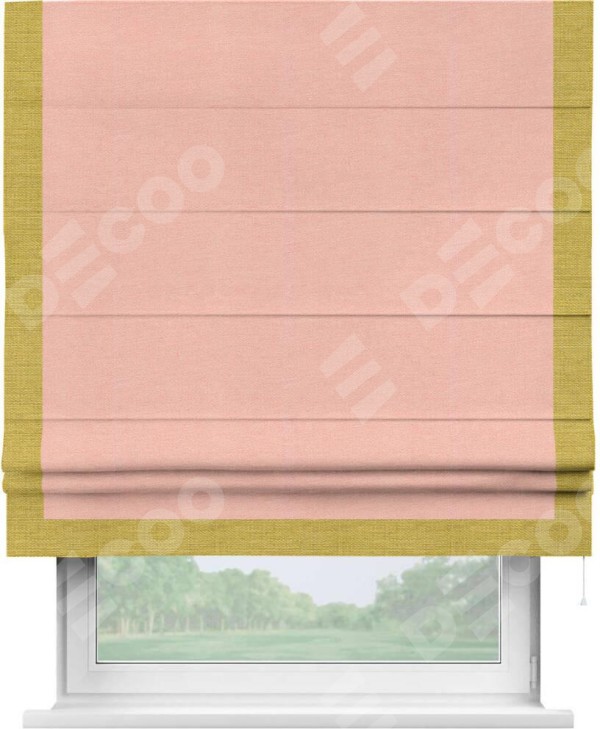 Римская штора «Кортин» с кантом Виктория, для проема, ткань лён розовый