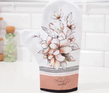 Варежка-прихватка "Floral mood" 20х28см,саржа, 100% х/л, ватин 250г/м2