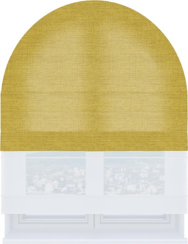 Римская штора «Кортин» день-ночь для арочного проёма, ткань лён светло-салатовый